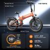 image:imageHeybike Mars 2030 Foldable Electric Bike UL2849 Certified 70Miles Long Range 1400W1800W Peak Motor 32MPH 624WH Removable Battery 204 Fat Tire Ebike for Snow Commute Full SuspensionFlame Orange