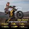 image:imageHeybike Villain Electric Dirt Bike 4160W E Dirt Bike with 52V 26AH Battery 1412 Fat Tire Electric Motorcycle for Teens Max 45MPH Ebike with Reversing FunctionDirtbikeScooter Lemon YellowYellow