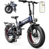 image:imageHeybike Mars 2030 Foldable Electric Bike UL2849 Certified 70Miles Long Range 1400W1800W Peak Motor 32MPH 624WH Removable Battery 204 Fat Tire Ebike for Snow Commute Full SuspensionNavy Blue