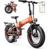 image:imageHeybike Mars 2030 Foldable Electric Bike UL2849 Certified 70Miles Long Range 1400W1800W Peak Motor 32MPH 624WH Removable Battery 204 Fat Tire Ebike for Snow Commute Full SuspensionFlame Orange