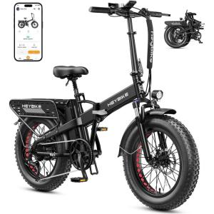 image:imageHeybike Mars 2030 Foldable Electric Bike UL2849 Certified 70Miles Long Range 1400W1800W Peak Motor 32MPH 624WH Removable Battery 204 Fat Tire Ebike for Snow Commute Full SuspensionJet Black