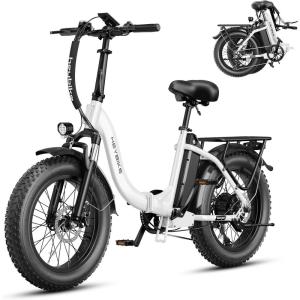 image:imageHeybike Ranger 20 Foldable Electric Bike for Adults 204 Fat Tire Ebike with 1400W Peak Motor 28 MPH Max Speed 600Wh Removable Battery Up to 65 Miles Range Front Suspension StepThru E BikeWhite
