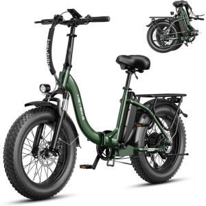 image:imageHeybike Ranger 20 Foldable Electric Bike for Adults1400W Peak Motor 28 MPH 65 Miles Range 204 Fat Tire AllTerrain Ebike 48V 15AH Removable Battery StepThru Electric Bicycle for CommuterGreen