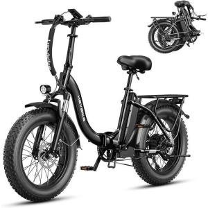 image:imageHeybike Ranger 20 Foldable Electric Bike for Adults1400W Peak Motor 28 MPH 65 Miles Range 204 Fat Tire AllTerrain Ebike 48V 15AH Removable Battery StepThru Electric Bicycle for CommuterJet Black