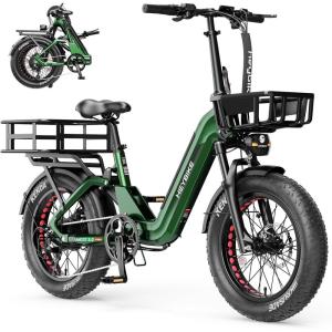 image:imageHeybike Ranger 20x40 Fat Tire Folding Electric Bike for Adults 1200W1800W Peak Motor 2832MPH up to 5590 Miles Range UL2849 Certified Removable Battery for Commute Beach Mountain Snow E BikeOlive Green