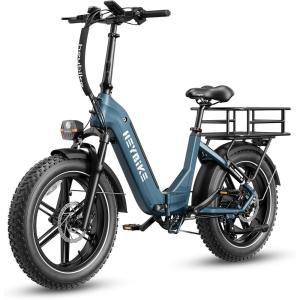 image:imageHeybike Ranger Electric Bike for Adults Peak 1400W Upgraded Motor Ebike 28MPH 20 Fat Tire AllTerrain 600Wh Removable Battery Folding StepThru E Bike with Front Suspension