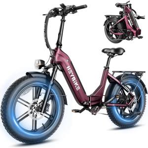 image:imageHeybike Ranger Foldable Electric Bike for Adults 1200W1800W Peak Motor 2832MPH E Bike 5590 Miles Range 20x40 Fat Tire Ebike with Removable Battery Hydraulic Brakes for Snow BeachCommutingRuby Red
