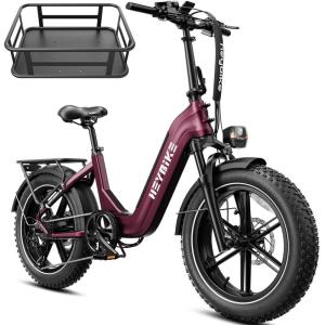 image:imageHeybike Ranger Foldable Electric Bike for Adults 1200W1800W Peak Motor 2832MPH E Bike 5590 Miles Range 20x40 Fat Tire Ebike with Removable Battery Hydraulic Brakes for Snow BeachCommutingCherry Red