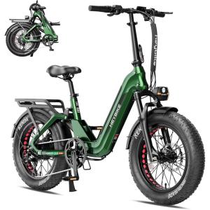 image:imageHeybike Ranger Foldable Electric Bike for Adults 1200W1800W Peak Motor 2832MPH E Bike 5590 Miles Range 20x40 Fat Tire Ebike with Removable Battery Hydraulic Brakes for Snow BeachCommuting90 MilesForest Green