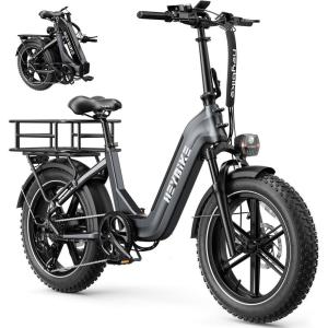 image:imageHeybike Ranger Foldable Electric Bike for Adults 1200W1800W Peak Motor 2832MPH E Bike 5590 Miles Range 20x40 Fat Tire Ebike with Removable Battery Hydraulic Brakes for Snow BeachCommutingMist Gray