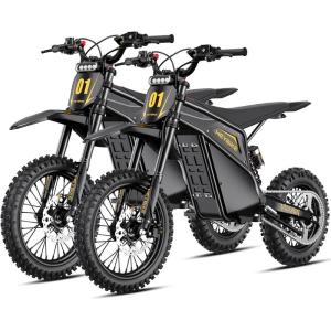 image:imageHeybike Villain Electric Dirt Bike 4160W E Dirt Bike with 52V 26AH Battery 1412 Fat Tire Electric Motorcycle for Teens Max 45MPH Ebike with Reversing FunctionSet of 2 Black2Black2