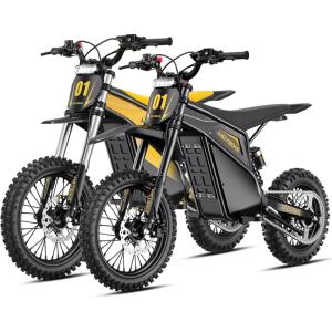 image:imageHeybike Villain Electric Dirt Bike 4160W E Dirt Bike with 52V 26AH Battery 1412 Fat Tire Electric Motorcycle for Teens Max 45MPH Ebike with Reversing FunctionDirtbikeScooter Lemon YellowDarkYellow