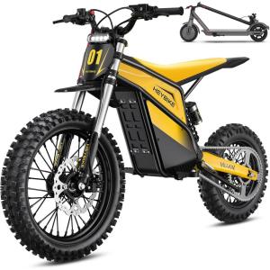 image:imageHeybike Villain Electric Dirt Bike 4160W E Dirt Bike with 52V 26AH Battery 1412 Fat Tire Electric Motorcycle for Teens Max 45MPH Ebike with Reversing FunctionDirtbikeScooter Lemon YellowYellowBlack