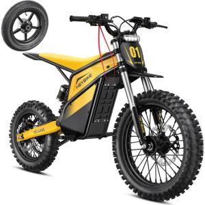 image:imageHeybike Villain Electric Dirt Bike 4160W E Dirt Bike with 52V 26AH Battery 1412 Fat Tire Electric Motorcycle for Teens Max 45MPH Ebike with Reversing FunctionDirtbikeScooter Lemon YellowButter Yellow
