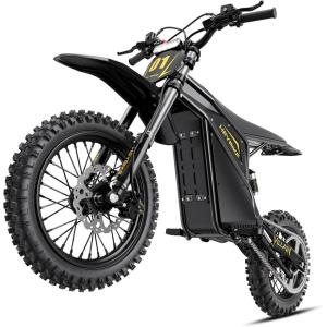 image:imageHeybike Villain Electric Dirt Bike 4160W Motor 52V 26AH Battery 45 MPH Top Speed 50 Miles Range  1412 Fat Tire Dirtbike with Hydraulic Brakes Moped Style EBike for OffRoadDaffodil YellowObsidian Black