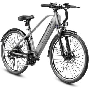 image:imageJasion RoamerSTYC1 Electric Bike for Adults 26 Commuter Ebike 1200W 528WH375WH Removable Battery 28MPH 4062miles Electric Bicycles for WomenMan UL2849 CertifiedGray