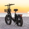 image:imageHeybike Ranger 20 Foldable Electric Bike for Adults 204 Fat Tire Ebike with 1400W Peak Motor 28 MPH Max Speed 600Wh Removable Battery Up to 65 Miles Range Front Suspension StepThru E BikeBlackFront  Rear Baskets