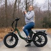 image:imageHeybike Ranger 20 Foldable Electric Bike for Adults 204 Fat Tire Ebike with 1400W Peak Motor 28 MPH Max Speed 600Wh Removable Battery Up to 65 Miles Range Front Suspension StepThru E BikeGreenFront  Rear Baskets