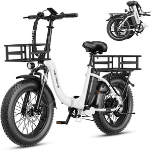 image:imageHeybike Ranger 20 Foldable Electric Bike for Adults 204 Fat Tire Ebike with 1400W Peak Motor 28 MPH Max Speed 600Wh Removable Battery Up to 65 Miles Range Front Suspension StepThru E BikeWhiteFront  Rear Baskets