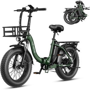 image:imageHeybike Ranger 20 Foldable Electric Bike for Adults 204 Fat Tire Ebike with 1400W Peak Motor 28 MPH Max Speed 600Wh Removable Battery Up to 65 Miles Range Front Suspension StepThru E BikeGreenFront Basket