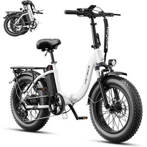 image:imageHeybike Ranger 20 Foldable Electric Bike for Adults 204 Fat Tire Ebike with 1400W Peak Motor 28 MPH Max Speed 600Wh Removable Battery Up to 65 Miles Range Front Suspension StepThru E BikeSnow White