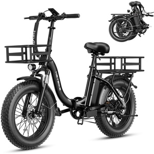 image:imageHeybike Ranger 20 Foldable Electric Bike for Adults 204 Fat Tire Ebike with 1400W Peak Motor 28 MPH Max Speed 600Wh Removable Battery Up to 65 Miles Range Front Suspension StepThru E BikeBlackFront  Rear Baskets